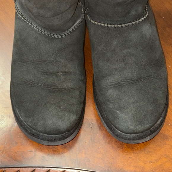 UGG Black Suede Boots with Shearling Trim - Picture 6 of 7
